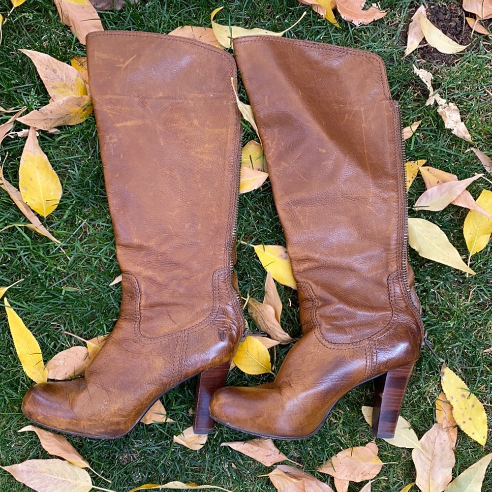 Frye Brown Heeled Boots